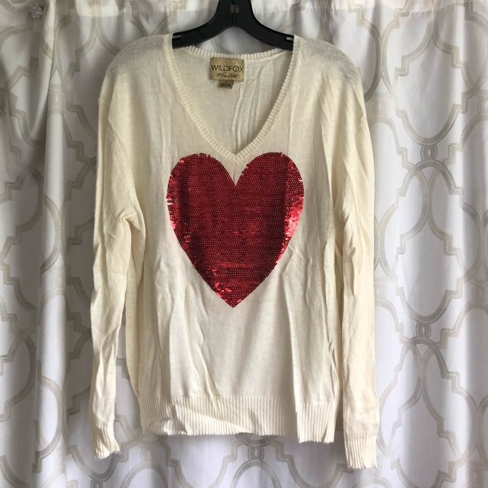 WILDFOX White Label Heart Sweater